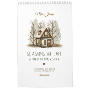 Handgemalte Illustrationen & gemütliche monatliche Kalender