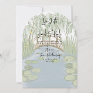 Handgemalte illustrierte Lilypads-Hochzeit Einladung