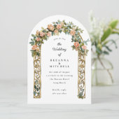 Handgemalte Jugendstil-Rose Einladung (Stehend Vorderseite)