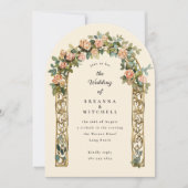 Handgemalte Jugendstil-Rose Einladung (Vorderseite)