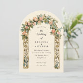 Handgemalte Jugendstil-Rose Einladung (Stehend Vorderseite)