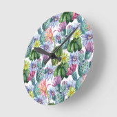 Handgemalte Kakteen-Muster Runde Wanduhr (Winkel)
