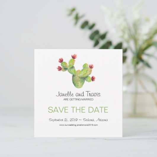 Handgemalte Kakteen Wedding Save the Date (Stehend Vorderseite)