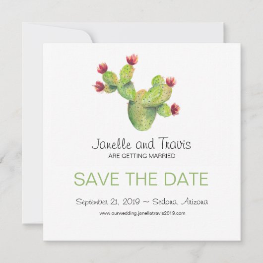 Handgemalte Kakteen Wedding Save the Date (Vorderseite)