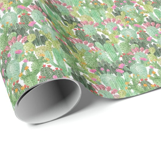 Handgemalte Kakteen: Wüstengrün Geschenkpapier (Rolleneckpunkt)