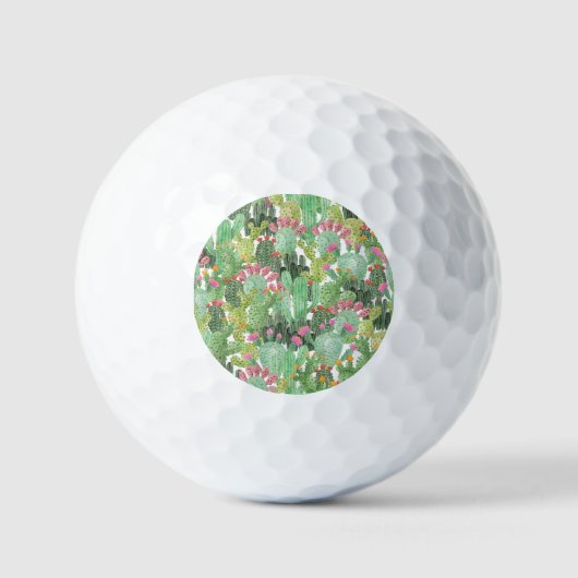 Handgemalte Kakteen: Wüstengrün Golfball (Vorderseite)