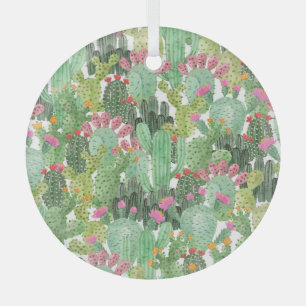 Handgemalte Kakteen: Wüstengrün Ornament Aus Glas