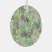 Handgemalte Kakteen: Wüstengrün Ornament Aus Glas (Vorderseite Rechts)
