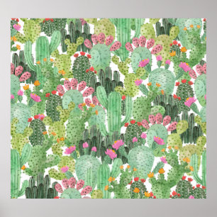 Handgemalte Kakteen: Wüstengrün Poster