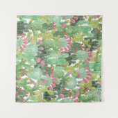 Handgemalte Kakteen: Wüstengrün Wandteppich (Vorderseite (Horizontal))