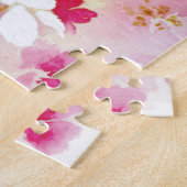 Handgemalte Kirschblüte Blumenblüte mit Blumenrosa Puzzle (Seite)