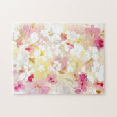 Handgemalte Kirschblüte Blumenblüte mit Blumenrosa Puzzle (Horizontal)