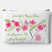 Handgemalte Kirschblüten Needlepoint Zippered Zubehörtasche (Vorderseite)