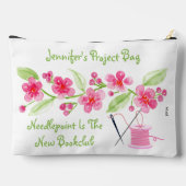 Handgemalte Kirschblüten Needlepoint Zippered Zubehörtasche (Rückseite)