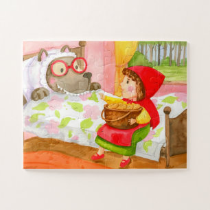 Handgemalte kleine rote Riding Hood Big Bad Wolf Puzzle
