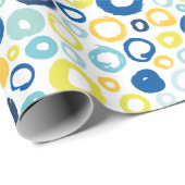 Handgemalte Kreise in Blues und Gelb Geschenkpapier (Rolleneckpunkt)