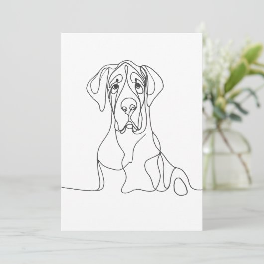 Handgemalte Kunst der Great Dane Line Einladung (Stehend Vorderseite)