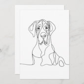 Handgemalte Kunst der Great Dane Line Einladung (Vorne/Hinten)