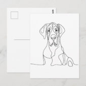 Handgemalte Kunst der Great Dane Line Postkarte (Vorne/Hinten)