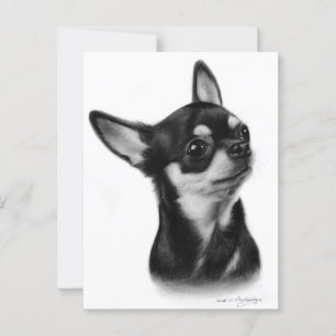 Handgemalte Kurze Chihuahua-Hundekunstwerke Postkarte