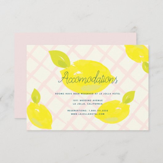 Handgemalte Lemon Hochzeitskarte Einladung (Vorne/Hinten)