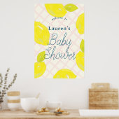 Handgemalte Lemon Pink Baby Dusche Begrüßungszeich Poster (Küche)