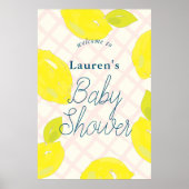 Handgemalte Lemon Pink Baby Dusche Begrüßungszeich Poster (Vorne)