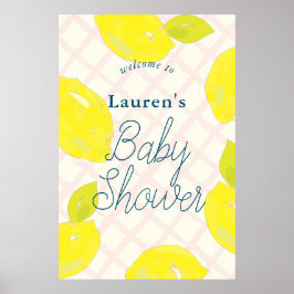 Handgemalte Lemon Pink Baby Dusche Begrüßungszeich Poster