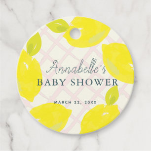 Handgemalte Lemon Pink Babydusche Danke Geschenkanhänger