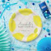 Handgemalte Lemon Pink Babydusche Pappteller (Party)