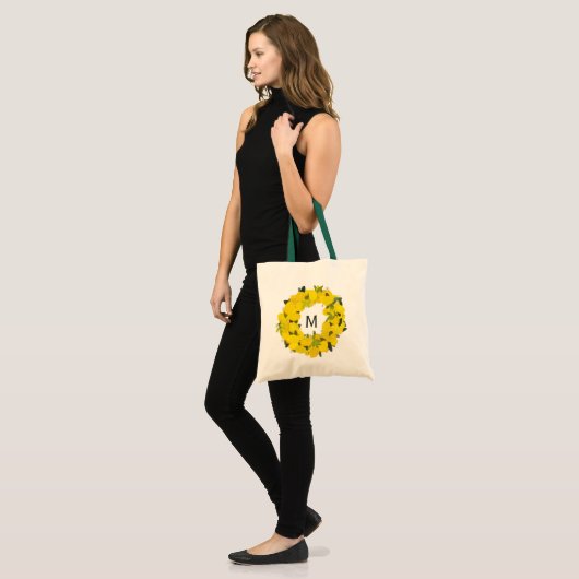 Handgemalte Lemon Wreath Monogram Tote Bag Tragetasche (Vorderseite (Model))