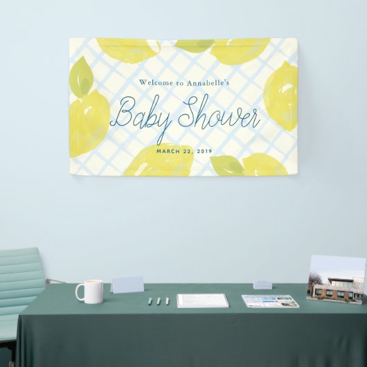 Handgemalte Lemons & Blue Karos Kinderdusche Banner (Messeveranstaltung)