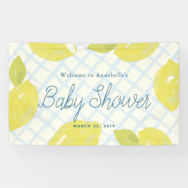 Handgemalte Lemons & Blue Karos Kinderdusche Banner