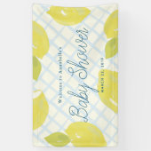 Handgemalte Lemons & Blue Karos Kinderdusche Banner (Vertikal)