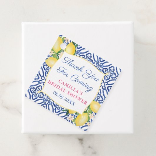 Handgemalte Lemons Blue Positano Tiles Vielen Dank Geschenkanhänger (Beispiel)