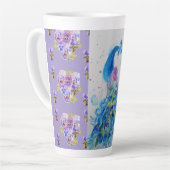Handgemalte Lila Blaupfauenblume Latte Tasse (Linke Ecke)