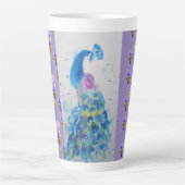 Handgemalte Lila Blaupfauenblume Latte Tasse (Vorderseite)