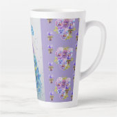 Handgemalte Lila Blaupfauenblume Latte Tasse (Rechts)
