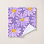 Handgemalte lila Blume Badhandtuch Set (Waschlappen)