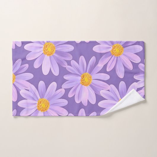 Handgemalte lila Blume Badhandtuch Set (Handtuch)