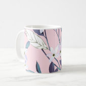 Handgemalte lila leavesart, Blume, wat Kaffeetasse (Vorderseite Links)