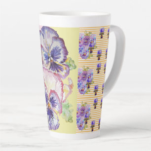 Handgemalte Lila Pansy-Stiefmütterchen Blumenmust Milchtasse