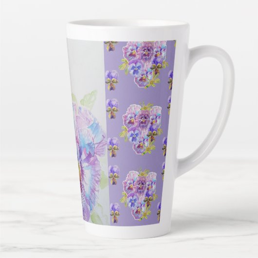 Handgemalte Lila Pansy-Stiefmütterchen Blumenmuste Milchtasse (Rechts)