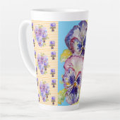 Handgemalte Lila Pansy-Stiefmütterchen Blumenmuste Milchtasse (Linke Ecke)