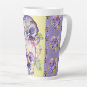 Handgemalte Lila Pansy-Stiefmütterchen Blumenmuste Milchtasse (Rechte Ecke)