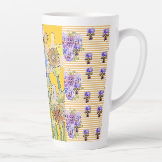 Handgemalte Lila Pansy-Stiefmütterchen Blumenmuste Milchtasse (Rechts)