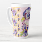 Handgemalte Lila Pansy-Stiefmütterchen Blumenmuste Milchtasse (Linke Ecke)