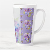 Handgemalte Lila Pansy-Stiefmütterchen Latte Tasse (Rechts)