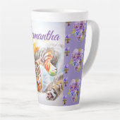 Handgemalte Lila Tabby Katzen Katzen Latte Tasse G (Rechte Ecke)