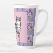 Handgemalte Lila Tabby Katzenblüte Latte Tasse (Rechts)